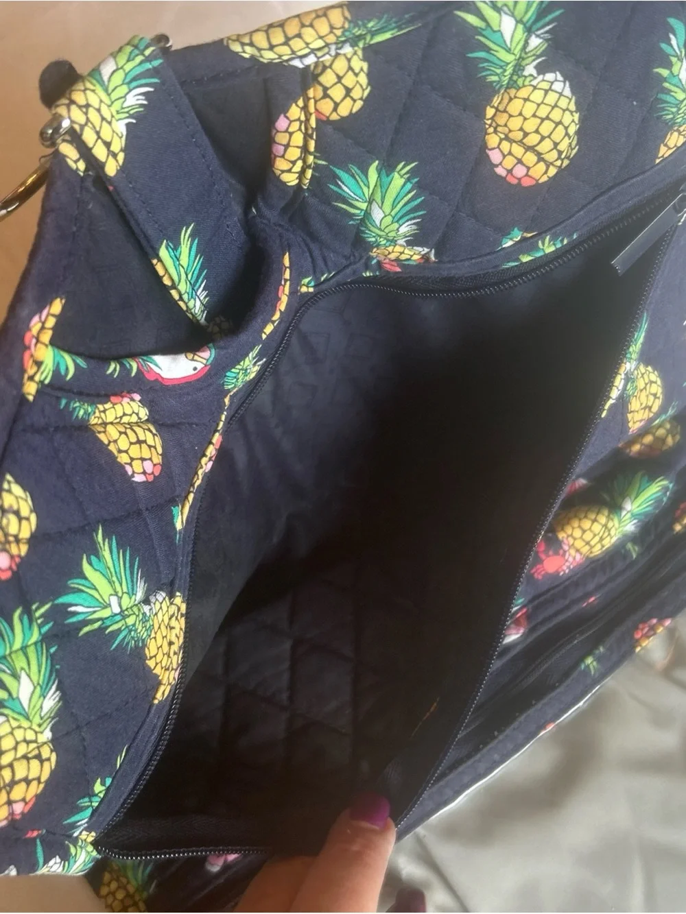 Vera Bradley quilted hanging travel organizer Toucan Party with pineapple print
